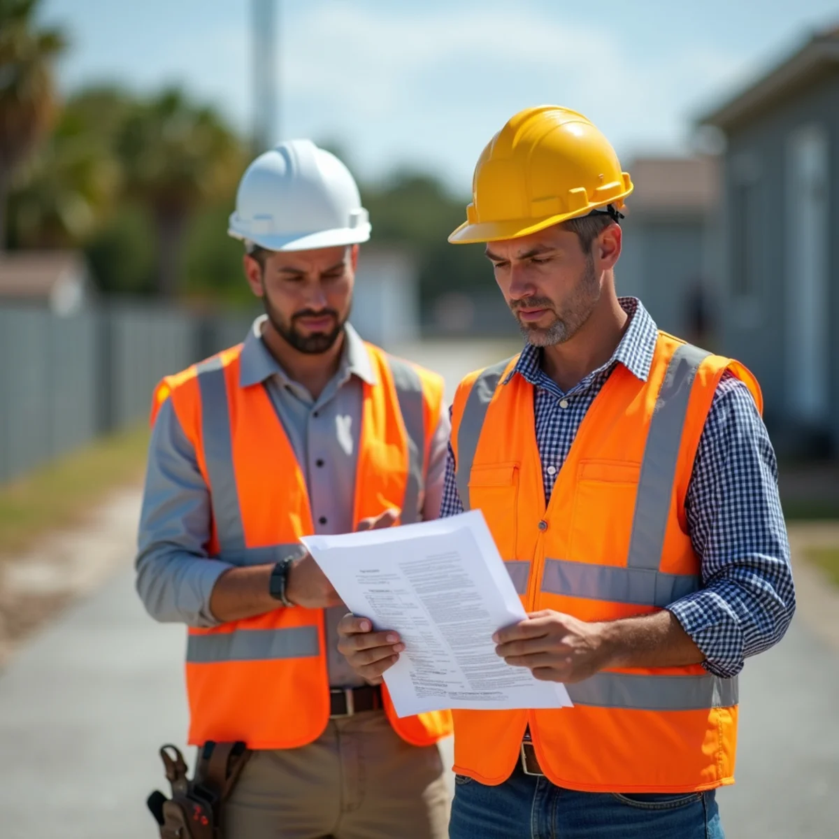 Building inspector reviewing municipal roof permit history for 2007 code compliance