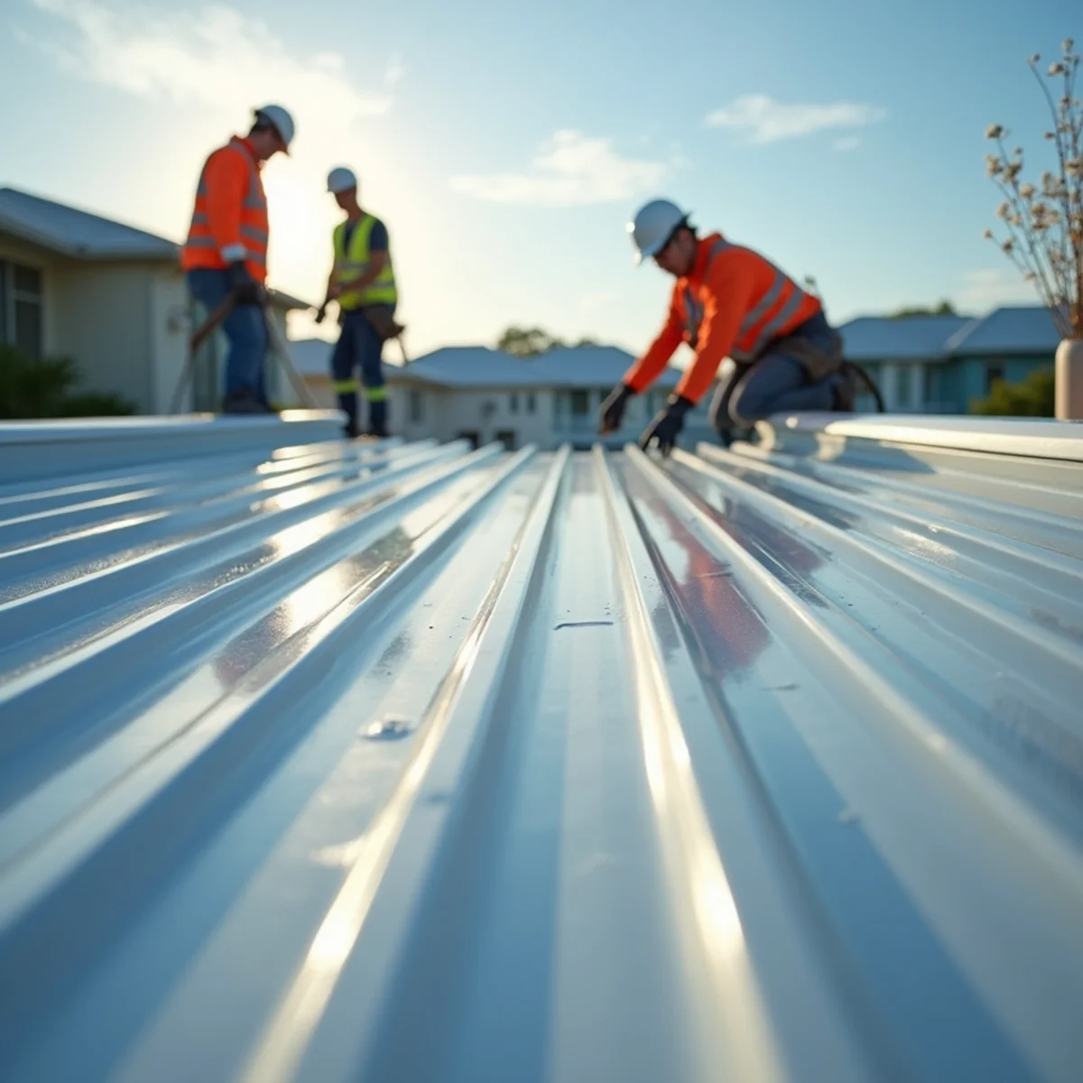 Sleek standing-seam coastal aluminum roof installation on waterfront Florida home